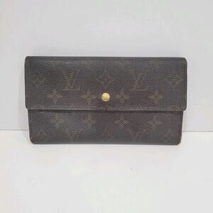 Louis Vuitton Monogram Porte Tresor Long Wallet Trifold Envelope Brown Large